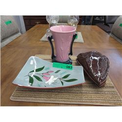 Vintage - Stangle "Pink Lily" dish + vase & dish