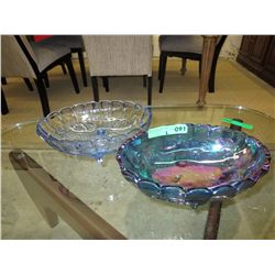 2x 1970's footed pressed glass bowls