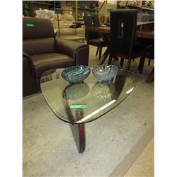 NEW - Glass top tri-cornered coffee table