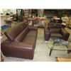 Image 1 : NEW - Brown leather sofa & chair