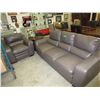 Image 1 : NEW - Grey leather sofa & chair