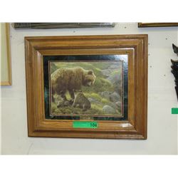 Framed Robert Bateman print "Grizzly & Cubs"