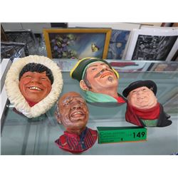 4 Bosson's hand painted character wall masks
