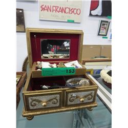 Jewelry box  of collectible pins, etc.