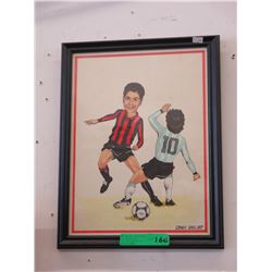 1987 Soccer caricature signed "Grey"