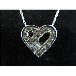 14KT White Gold - Heart slide necklace