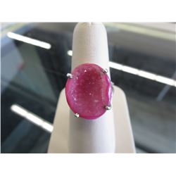Pink Druzy Ring set in Sterling Silver