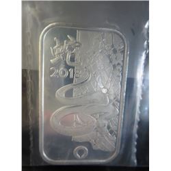 2013 Year of the Snake Silver Bar