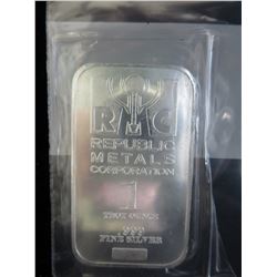Silver bar, 1 Troy oz. of .999 silver