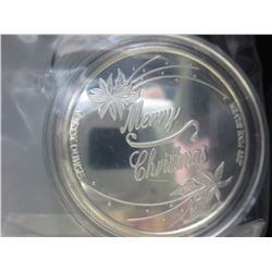 Merry Christmas Motif Silver Round