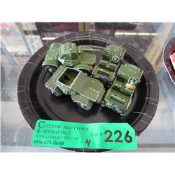 4 Vintage Dinky Toys army vehicles