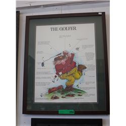 Framed Gary Patterson print, "The Golfer"