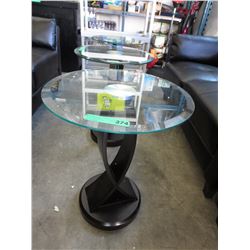 NEW round glass top side table