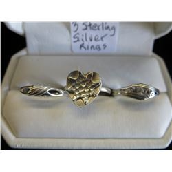 3 Sterling Silver rings