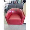Image 1 : NEW - Red Leather Swivel Tub Chair