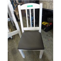 NEW - White Dining Chair with grey vinyl seats