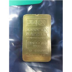 10 g .9999 Fine gold Johnson Matthey bar