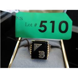 Estate - 10KT Yellow Gold & Onyx signet ring