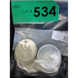 10 Canadian Silver 50 cent pieces -1960's