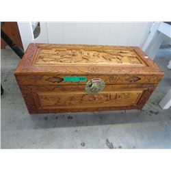NEW - Carved camphor wood chest