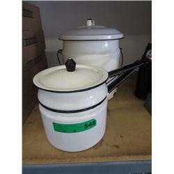 2 Pieces of vintage enamel cookware