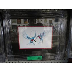 Framed Richard Shorty print "Hummingbirds"