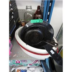Vintage kitchen ware and bottles