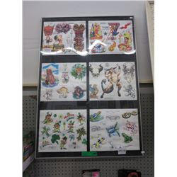 Framed tattoo art samples