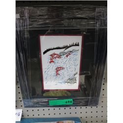 Framed Richard Shorty print "Up the Creek'