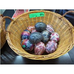 12 Stone eggs in a basket