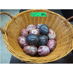 12 Stone eggs in a basket