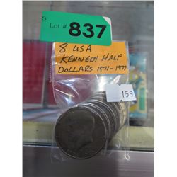 8 USA Kennedy half dollars
