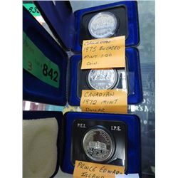3x 1970's Canadian Mint dollars