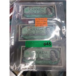 3 Canadian 1967 Mint $1 bills