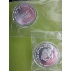2 x 2012 1/10 oz. .999 Silver Art Rounds