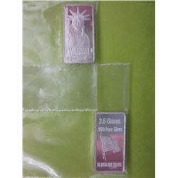 2 x US 1985 Statue of Liberty & American Flags bars