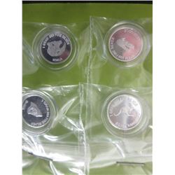 4 x .999 Fine Silver 2013 Australia 1 g. Art rounds
