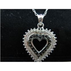 .50 CT Black & White Diamond Cluster Heart Necklace