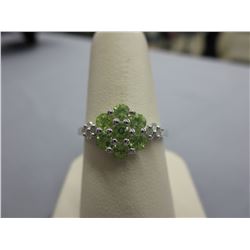 Peridot & Diamond cluster ring