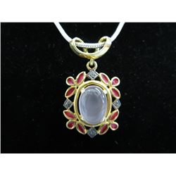 5 CT Rose Quartz pendant set with 4 Diamonds