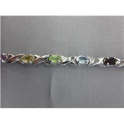 Sterling Silver - Multi-gemstone tennis bracelet