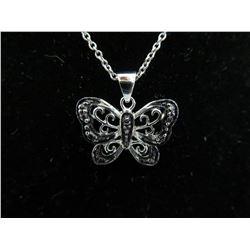 Genuine Black Diamond set in butterfly pendant