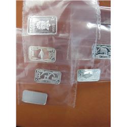6 x .999 Fine Silver 1 gram art bars