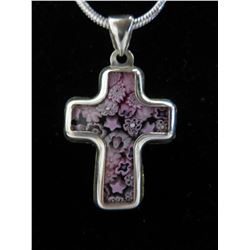 Brand new Murano glass cross & necklace set