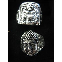 2 Vintage Buddha cast rings