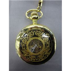 Man's mechanical  windup skeleton pocket watch