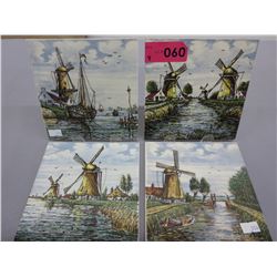 4 Hand Painted Delft tiles