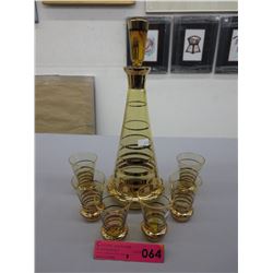 Vintage Bohemian decanter set - Amber glass