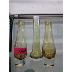 3 Mid Century Swedish art glass vases