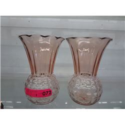 Pair of Pink depression glass vases